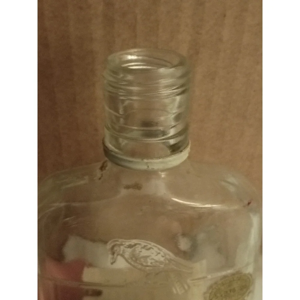 Vintage Old Crow Kentucky Bourbon Whiskey Half Pint Glass Bottle 6.5in 1965